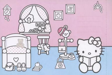 Фотография книги "Открытки-раскраски с наклейками. Hello Kitty. Скоро праздник"