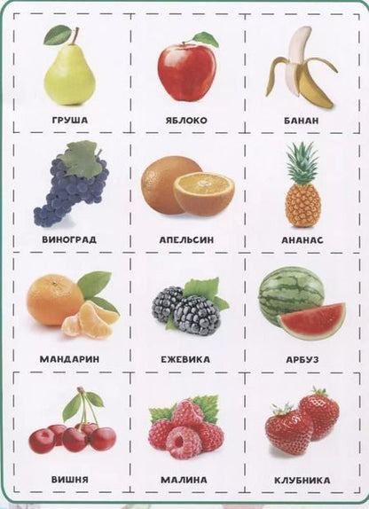 Фотография книги "Овощи, фрукты и ягоды. Разрезные элементы"