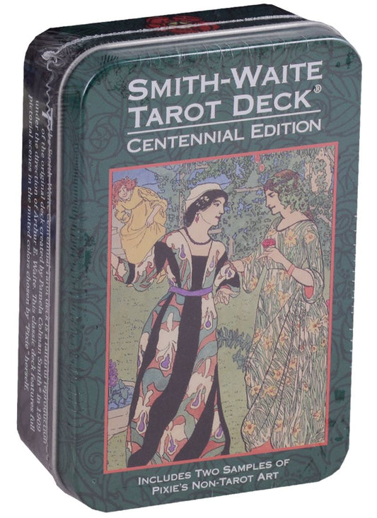Обложка книги "Памела Колман: Таро Аввалон, Smit Waite centennial desk Tarot in a Tin Таро Уэйта-Смитт Памеллы (карты + инструкция на англ. яз."
