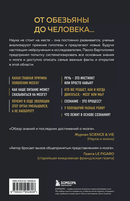 Обложка книги "Паоло Бартоломео: Достижения мозга. Как этот орган стал самой сложной и влиятельной частью тела человека"