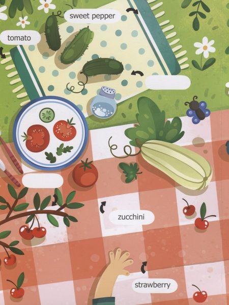 Фотография книги "Первые слова. Английский. Что растет в моем саду? Обучение с наклейками"