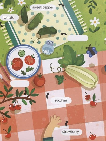 Фотография книги "Первые слова. Английский. Что растет в моем саду? Обучение с наклейками"