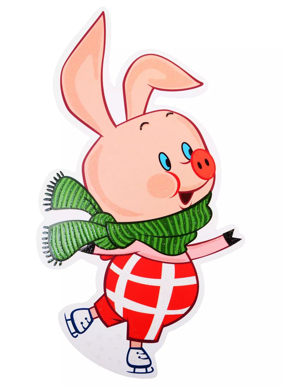 Обложка книги "Плакат вырубной А4 "Пятачок фигурист из мультфильма Винни-Пух""