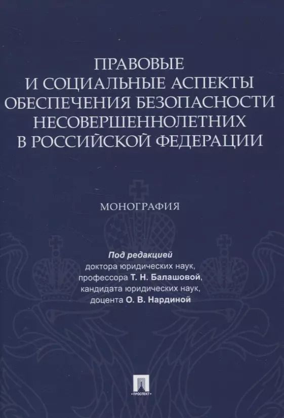 Обложка книги "Правовые и социальные аспекты обеспечения безопасности несовершеннолетних в Российской Федерации. Монография"