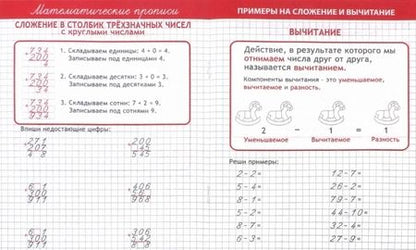 Фотография книги "Прописи ПРИМЕРЫ на СЛОЖЕНИЕ и ВЫЧИТАНИЕ решаем и оформляем"
