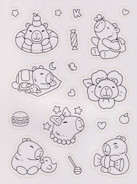 Фотография книги "Раскраска-стикербук. Капибары и их друзья"