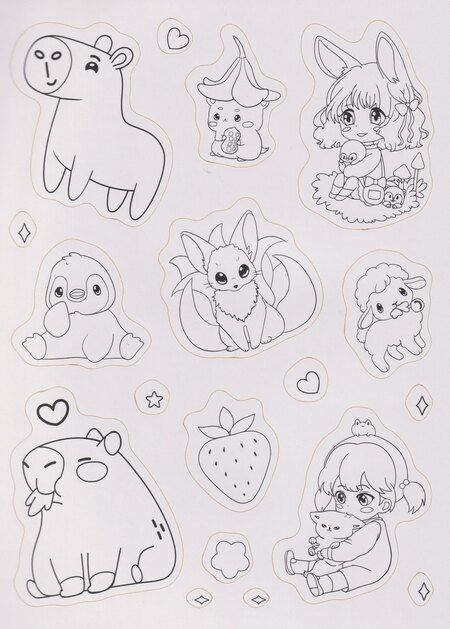 Фотография книги "Раскраска-стикербук. Капибары и их друзья"