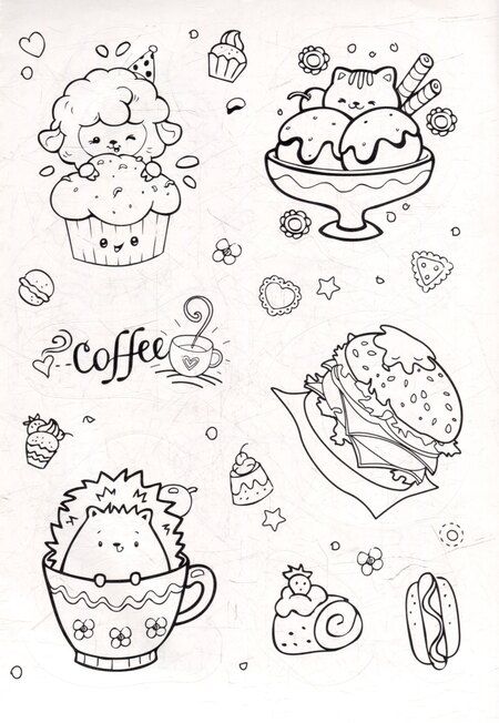 Фотография книги "Раскраска-стикербук. Вкусняшки"