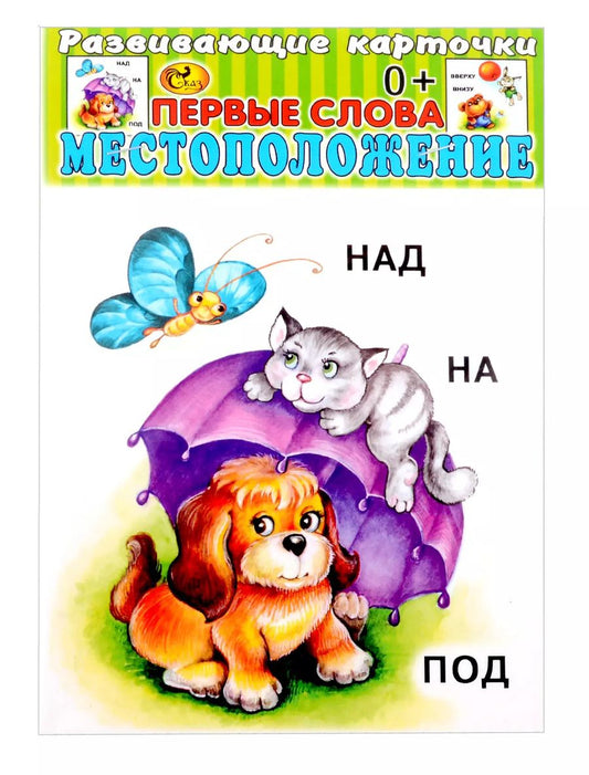 Обложка книги "Развивающие карточки Первые слова Местоположение (0+) (12 карточек)"