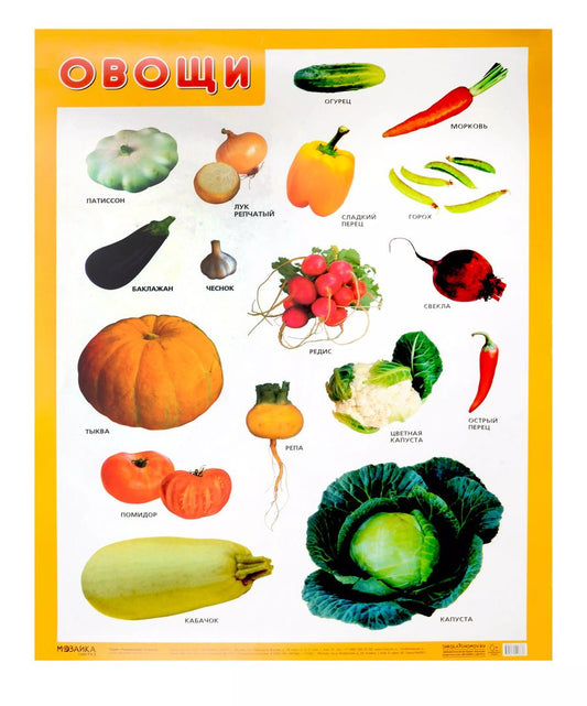 Обложка книги "Развивающие плакаты. Овощи"