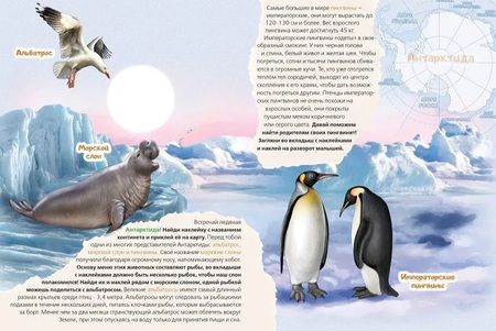 Фотография книги "Рустам Исматуллаев: Животные на континентах. Книжка с многоразовыми наклейками"