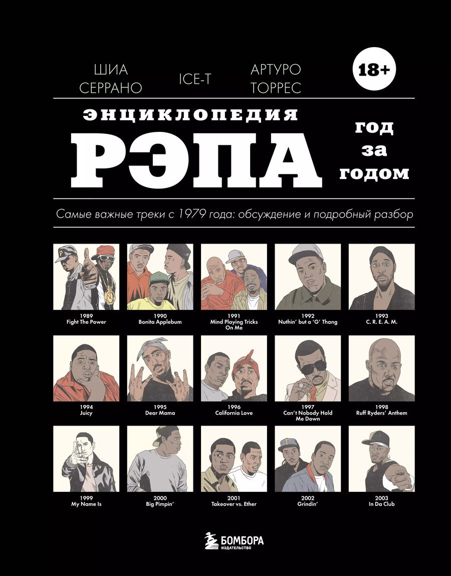 Обложка книги "Серрано, Торрес, Ice-T: Энциклопедия рэпа. Год за годом. Самые важные треки c 1979 года: обсуждение и подробный разбор"
