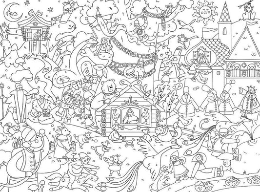 Обложка книги "Сказки. Раскраска-плакат"