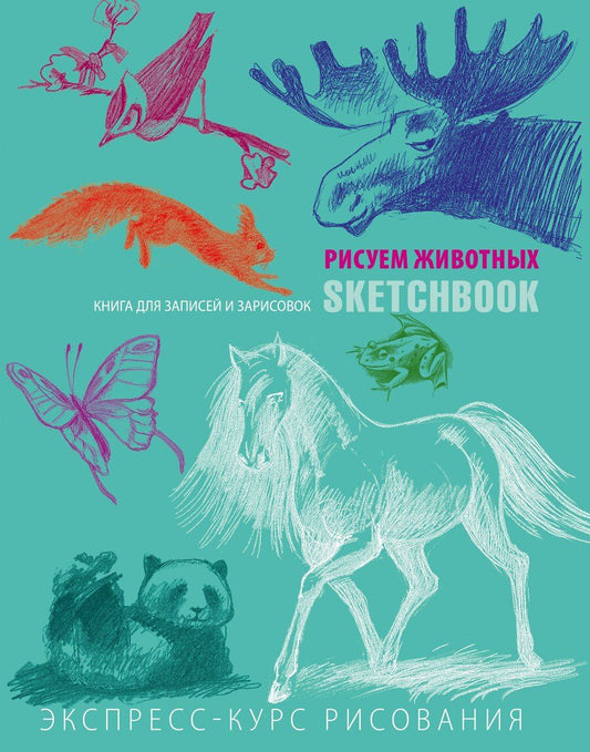 Обложка книги "SketchBook: Визуальный экспресс-курс по рисованию Животные (мята) (Эксмо)"