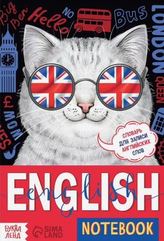 Обложка книги "Словарь для записи английских слов English notebook "Кот""