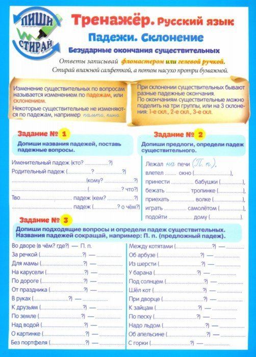 Обложка книги "Справочные материалы. Тренажер. Русский язык. Падежи. Склонение"