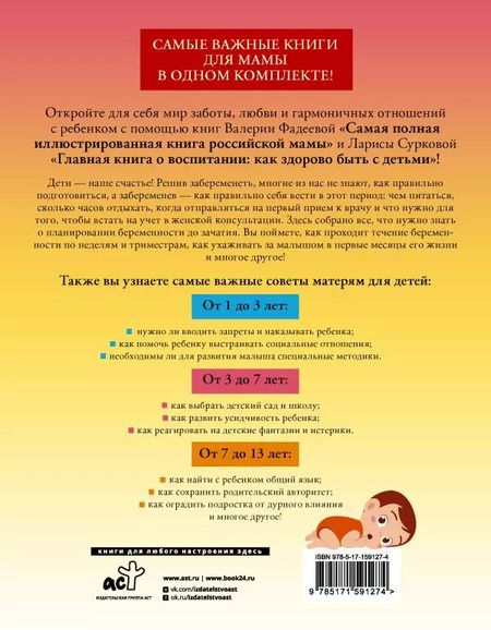 Фотография книги "Суркова, Фадеева: Комплект "Самые важные книги для российской мамы. Здоровье и воспитание ребенка" (комплект из 2-х книг)"