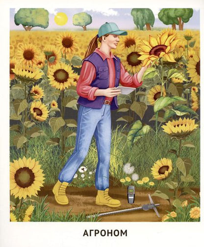 Фотография книги "Татьяна Цветкова: Демонстрационные картинки. Мир профессий. Кто работает на ферме (12 картинок + 20 разрезных мини-карточек)"