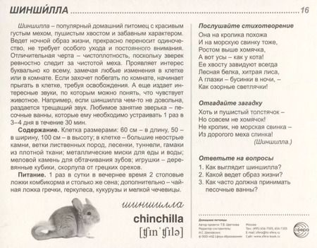 Фотография книги "Татьяна Цветкова: Домашние питомцы. 16 демонстрационных картинок с текстом на обороте"