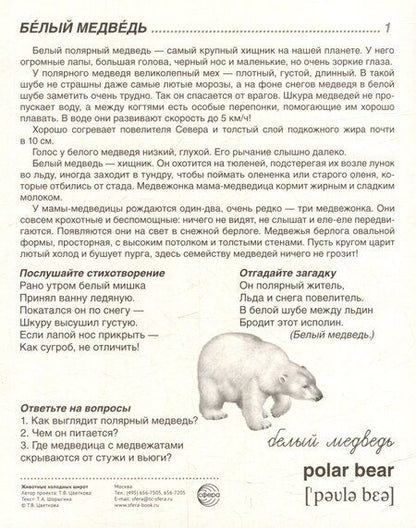 Фотография книги "Татьяна Владиславовна: Демонстрационные картинки "Животные холодных широт". 16 демонстрационных картинок с текстом на обороте"