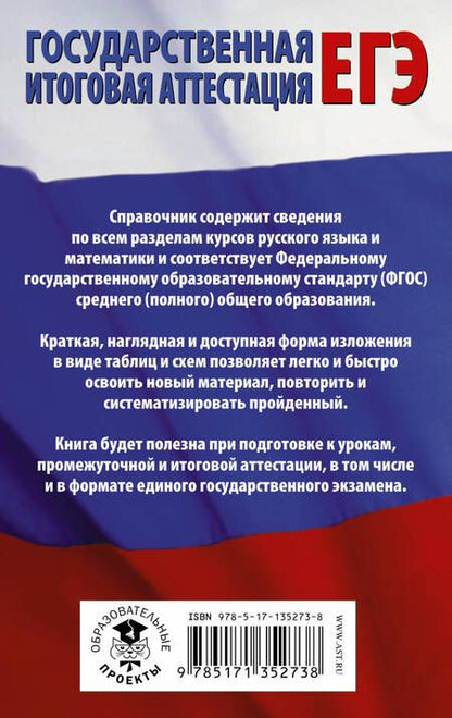 Фотография книги "Текучева, Слонимский, Слонимская: ЕГЭ. Русский язык. Математика в таблицах и схемах для подготовки к ЕГЭ"
