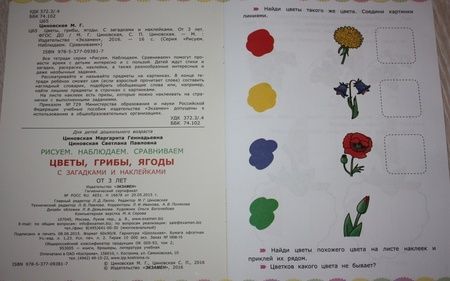Фотография книги "Циновская, Циновская: Цветы, грибы, ягоды с загадками и наклейками. ФГОС ДО"