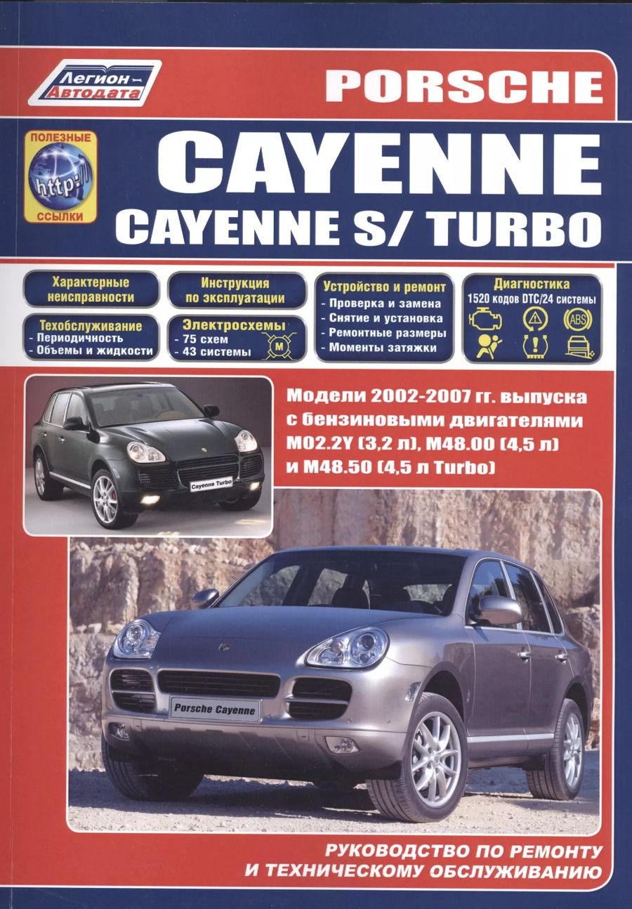 Обложка книги "Porsche Cayenne. Cayenne S / Turbo. Модели 2002-2007 гг. выпуска с двигателями M02.2Y (3,2 л.), M48.00 (4,5 л.) и M48.50 (4,5 л. Turbo). Руководство по ремонту и техническому обслуживанию (+ полезные ссылки)"