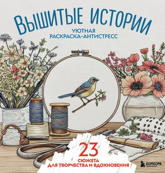 Обложка книги "Уютная раскраска-антистресс. Вышитые истории. 23 сюжета для творчества и вдохновения"