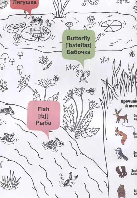 Фотография книги "What`s up in the forest / В лесу. Гигантская раскраска-обучалка. 20 английских слов + задание. Раскрашивай. Читай. Запоминай"