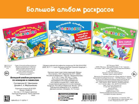 Фотография книги "Валентина Дмитриева: Большой альбом раскрасок по номерам"