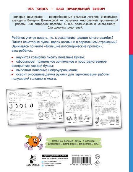 Фотография книги "Валерия Домникова: Большие логопедические прописи"