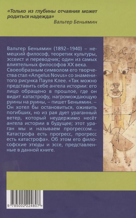 Фотография книги "Вальтер Беньямин: Ангел истории. Пролетая над руинами старого мира"