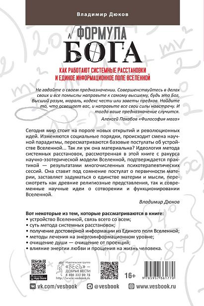 Обложка книги "Владимир Дюков: Формула Бога. Как работают системные расстановки и Единое информационное поле Вселенной"