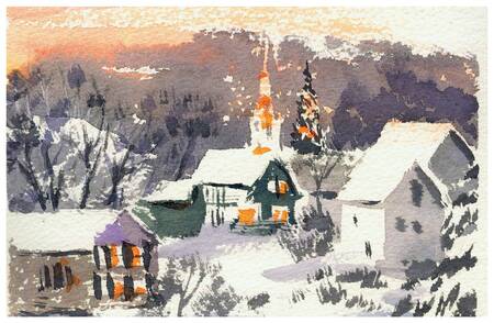 Фотография книги "Власова: Акварельные сезоны. Чародейка-зима. Рисуем искристый иней, новогодние огни и винтажные открытки"