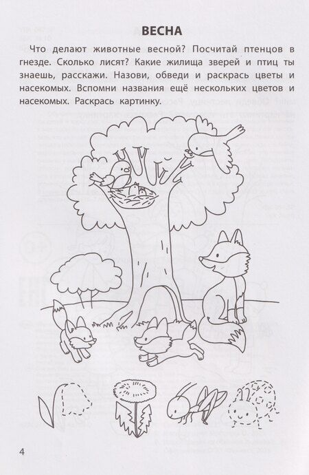 Фотография книги "Елена Александровна: Обучающие раскраски: 4-5 лет: времена года"