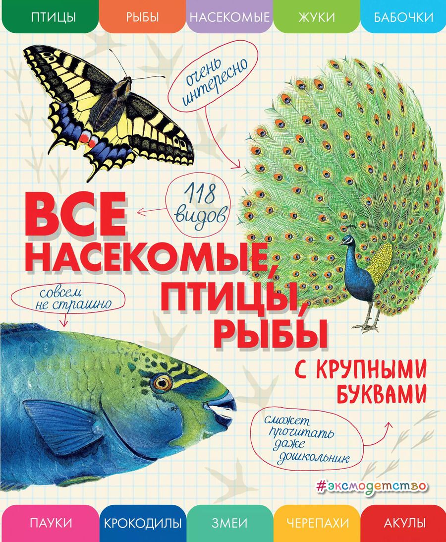Обложка книги "Елена Ананьева: Все насекомые, птицы, рыбы с крупными буквами"