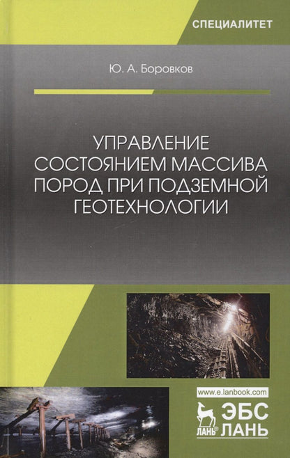 Обложка книги "Юрий Боровков: Управление состоянием массива пород при подземной геотехнологии. Учебное пособие"