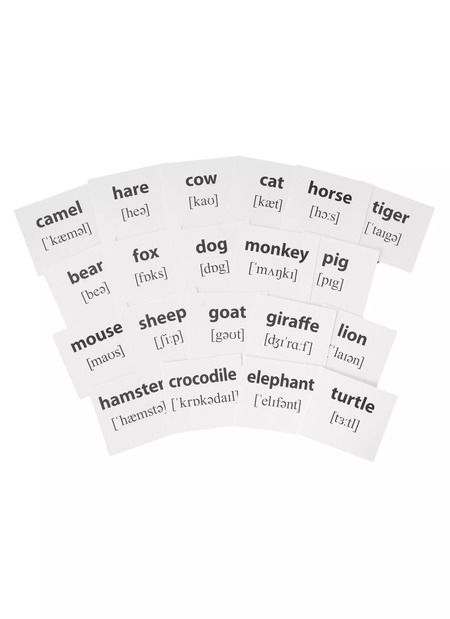 Фотография книги "Запоминай английские слова. Animals / Животные. Набор из 20 карточек"