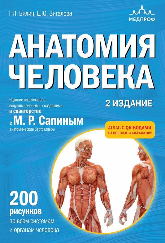Обложка книги "Зигалова, Билич: Анатомия человека. Атлас с qr-кодами на цветные изображения"